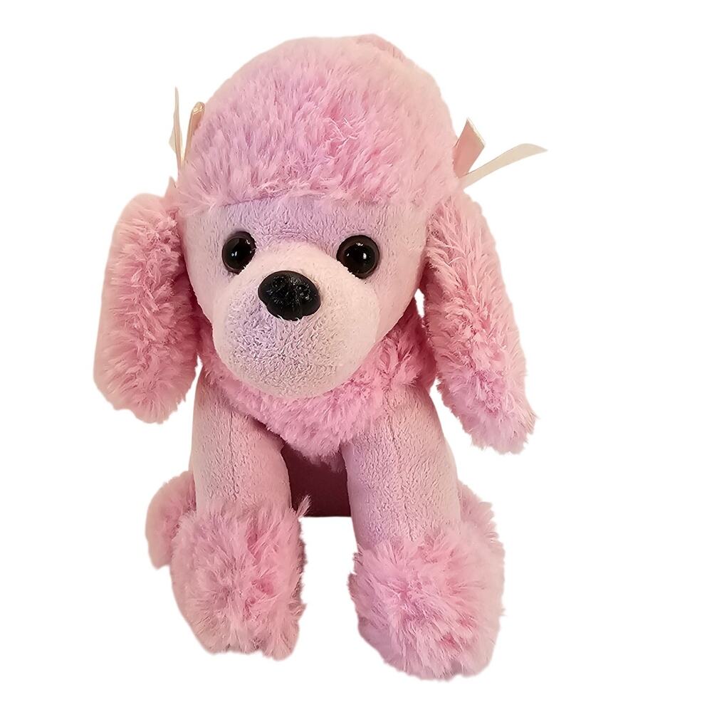 Pink Poodle Plush Stuffed Animal Dog Toy w/ Satin Bows Fluffy 8" Walmart